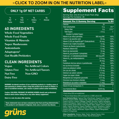 Gruns® Adults Super Greens Multivitamin Gummies